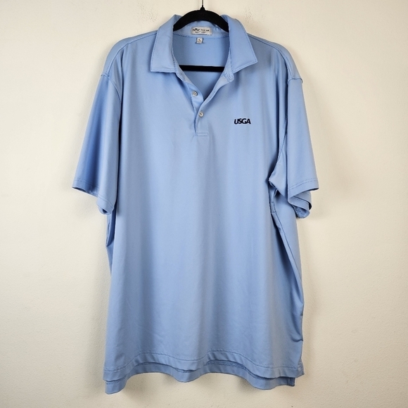 Peter Millar Summer Comfort USGA Short Sleeve Solid Sky Blue Polo Knit Shirt XL - Picture 1 of 9